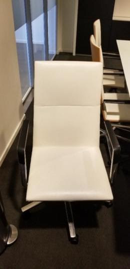 Davis White Leather Conference Chairs