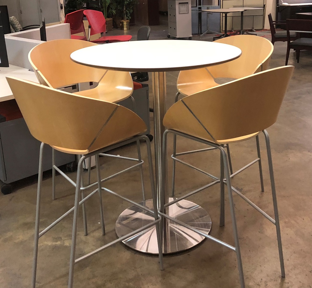 Contemporary Wood Shell Base Chairs with Cafe Height table and base