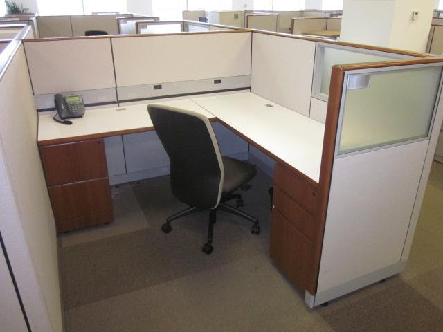 #157 6x6 Knoll Workstations with Cherry Trim