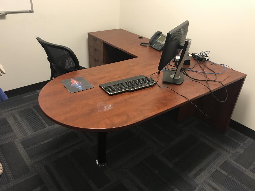 #164 Cherry Laminate D Top L Desk