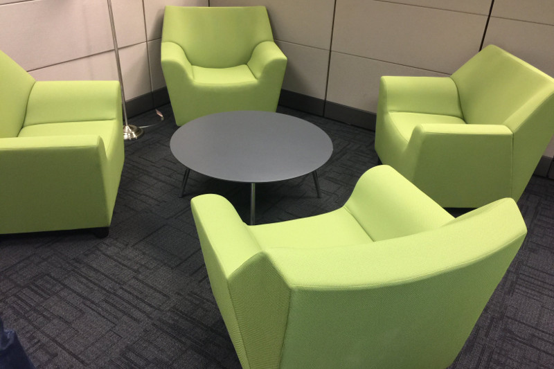 Breakroom Coffee Table with 4 Arm Chairs