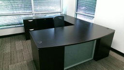 U Shaped Desk in Dark Walnut Laminate