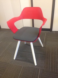 Red Lobby Chair with Arms and Fabric Seat